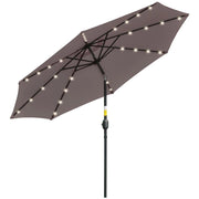 OMBRELLONE DA GIARDINO INCLINABILE Ï265 CM CON 32 LUCI LED SOLARI E MANOVELLA, GRIGIO