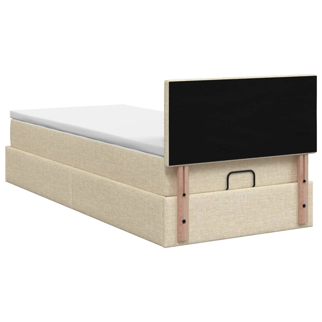 Letto ottomano con materasso Crema 80 x 200 cm Tessuto 3456369