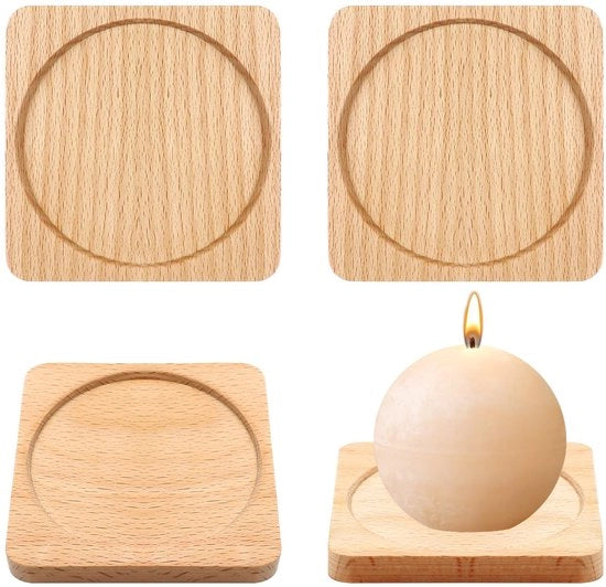 Set di sospensione per candele, sospensioni per vasi di 4 pezzi, sospensioni per candele in legno quadrate, sospensioni per candele per decorazione di tavola (Ø 8,8 cm)