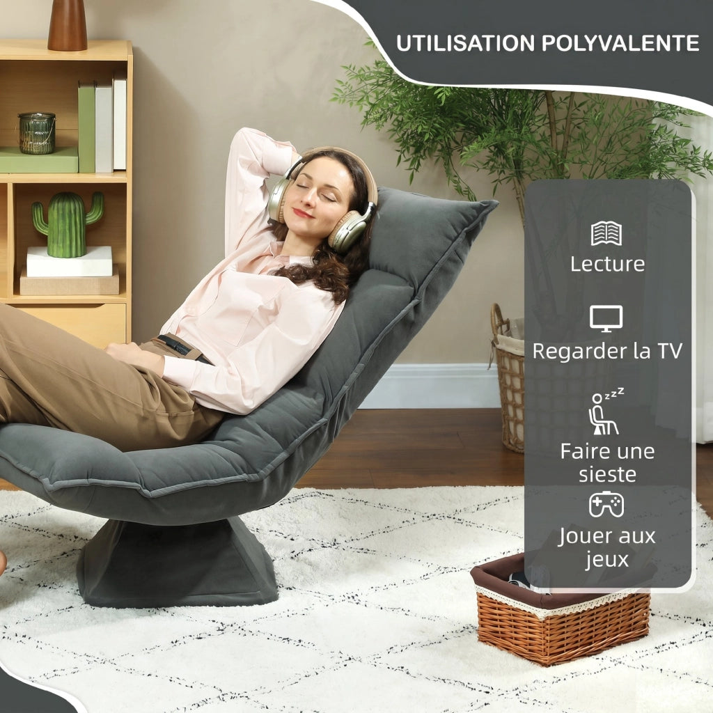 Poltrona girevole 360¡ã reclinabile ¨C zephmum ¨C velluto grigio scuro 70x62x95