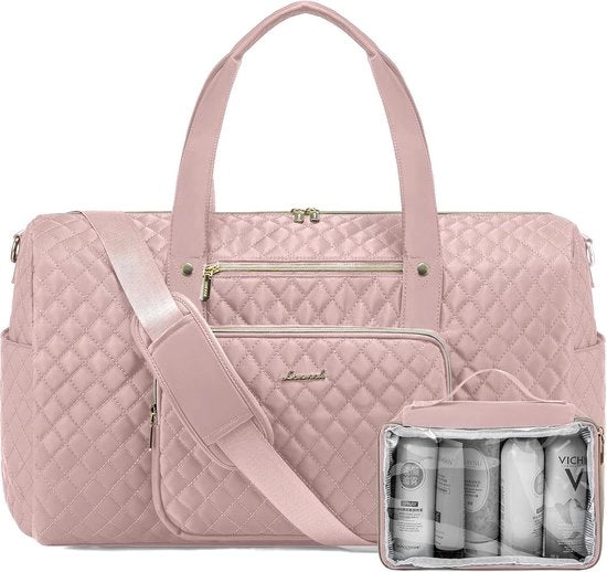 Valigetta per donne, borsa per weekend, valigetta per ospedale, valigetta per parto, valigetta con toilette, 35 litri, valigetta, bagaglio a mano per aereo, viaggi, valigetta per sauna per donne, Set 2 pezzi in rosa