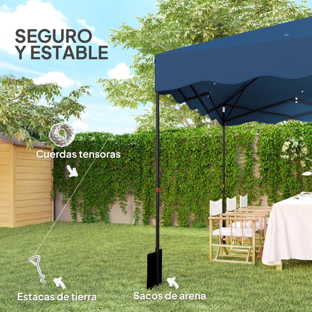 Tenda da Giardino Pieghevole 3x3m ¨C zephmum ¨C Blu Scuro con Protezione UV e Ruote