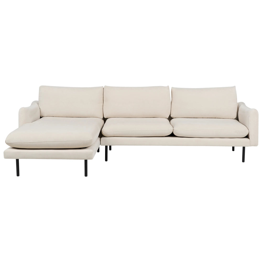 Divano angolare moderno in tessuto beige chiaro con gambe nere a 4 posti Stile Retrò Moderno