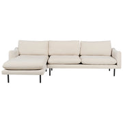 Divano angolare moderno in tessuto beige chiaro con gambe nere a 4 posti Stile Retrò Moderno