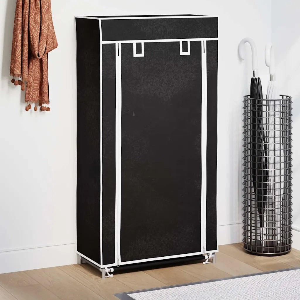 Scarpiera in Tessuto Richiudibile 58 x 28 x 106 cm Nera 240503