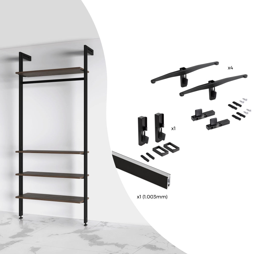 Kit Supporti per Mensole e Appendiabiti in Legno e Alluminio Emuca Zero Nero