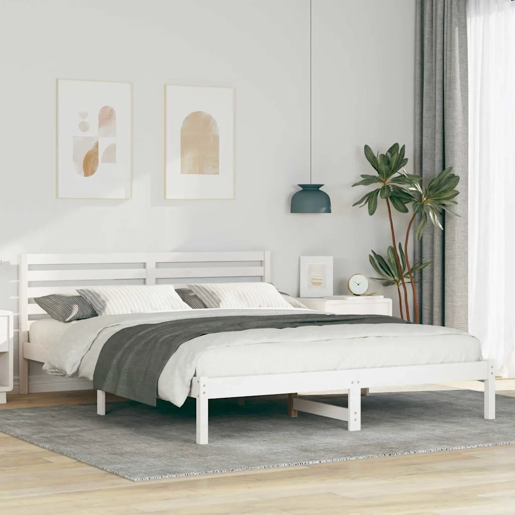 Struttura del letto Bianco 160 x 220 cm Pino massello