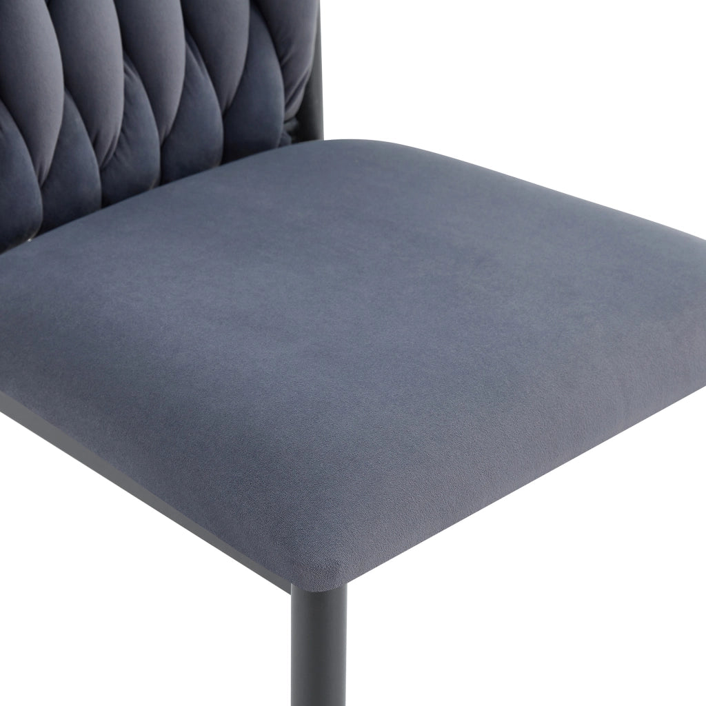 SEDIA da pranzo con schienale alto velluto grigio scuro e gambe in metallo nero
