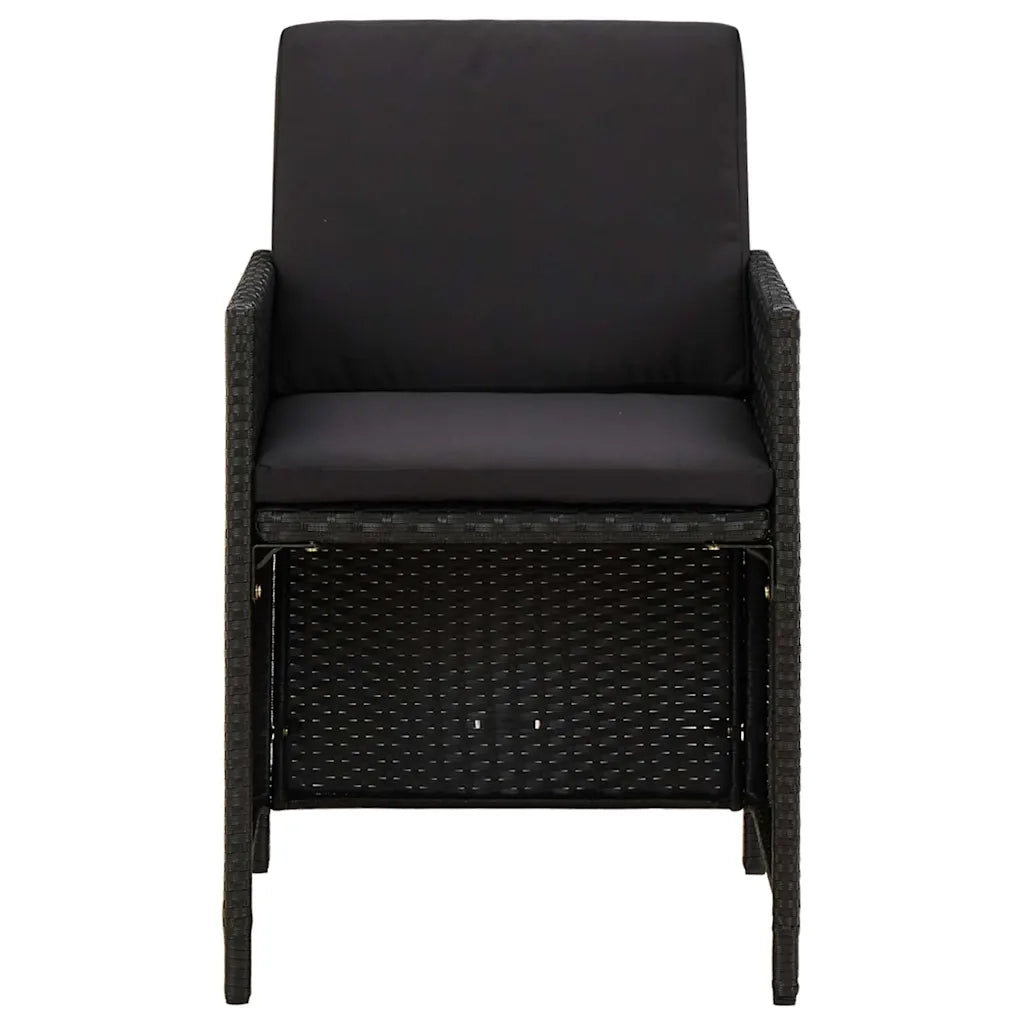 Set da Pranzo da Giardino 5 pz | Set Salotto da Giardino con Cuscini in Polyrattan Nero