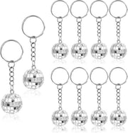 10 pezzi di mini-disco piastrini per chiavi - accessori da festa per anni 70/80 - Halloween Natale - argento 2 cm.