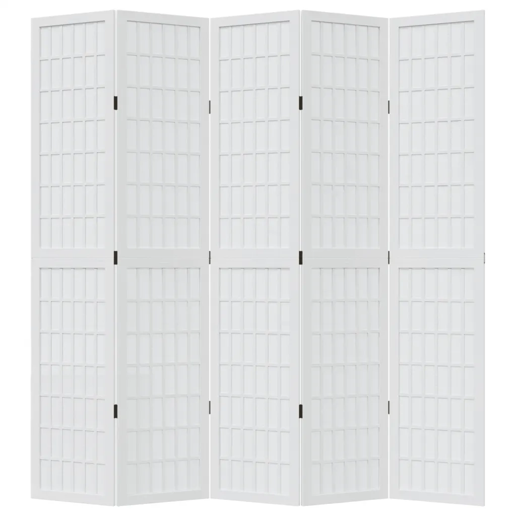 Divisorio Ambienti 5Pannelli Bianco Legno Massello di Paulownia 358791