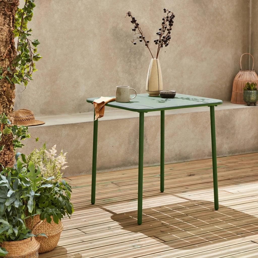 Tavolo da giardino in metallo 2 posti, 70cm, verde