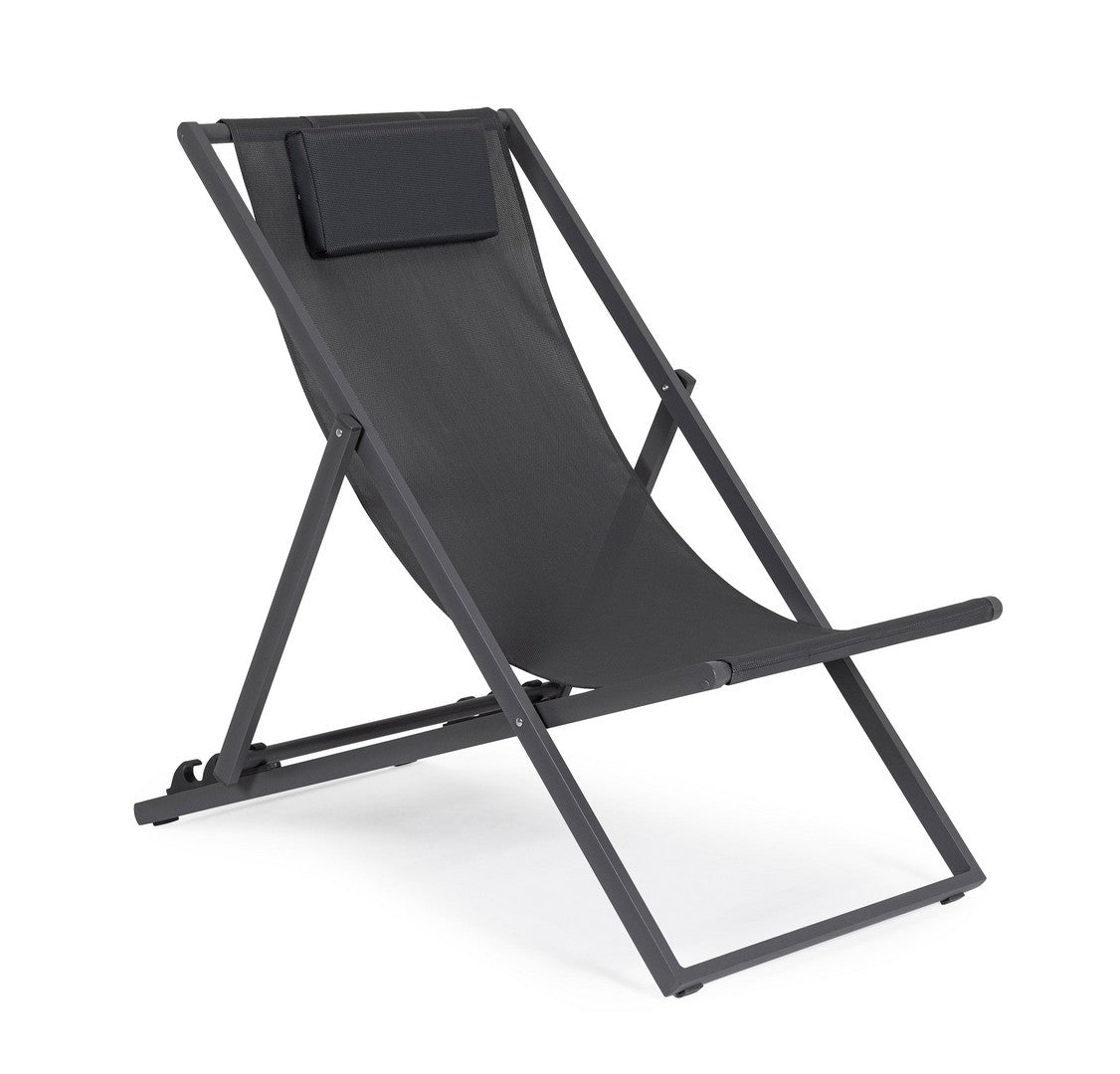 Set 4 Sedie Sdraio Reclinabile Pieghevole 60.5x101.5x73.5 cm in Alluminio Taylor Grigio Scuro