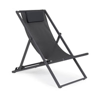 Set 4 Sedie Sdraio Reclinabile Pieghevole 60.5x101.5x73.5 cm in Alluminio Taylor Grigio Scuro