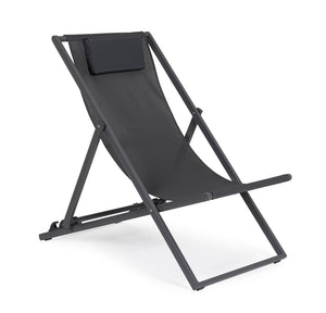 Set 4 Sedie Sdraio Reclinabile Pieghevole 60.5x101.5x73.5 cm in Alluminio Taylor Grigio Scuro