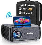 Proiettore K8 - 4K Full HD - 4D Keystone - Connessione WiFi 5G - 300 pollici - 15.000 Lumen - Cinema domestico - Funzione di rotazione 360 gradi - Incluso caso portatile