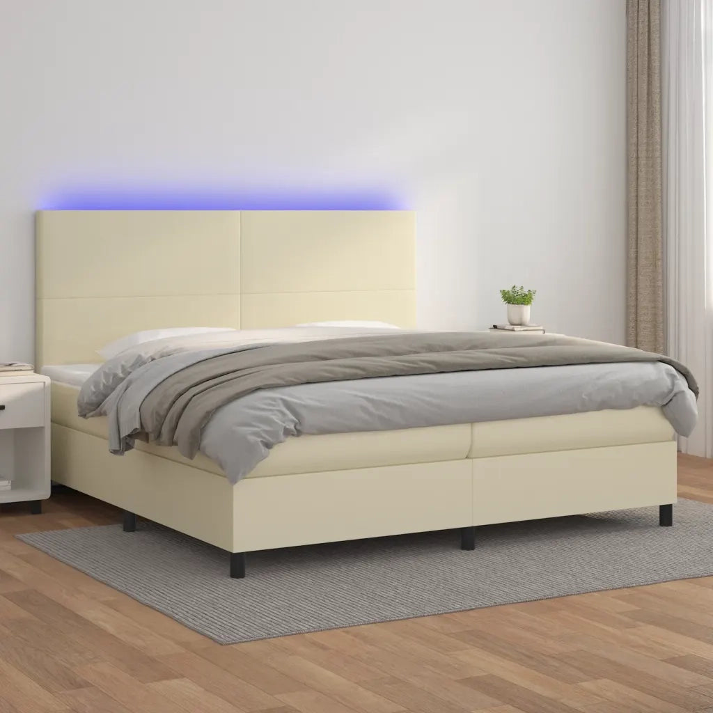 Giroletto a Molle con Materasso e LED Crema 200x200 cm cod mxl 62212