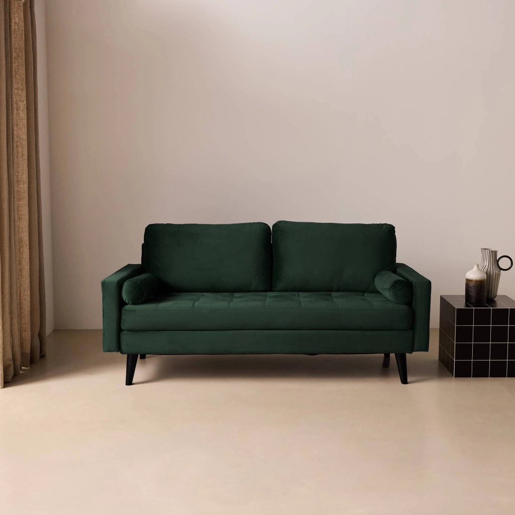 Divano con gambe in legno, 3 posti, verde inglese