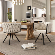 Set di 4 sedie girevoli da pranzo con schienale ergonomico in velluto beige
