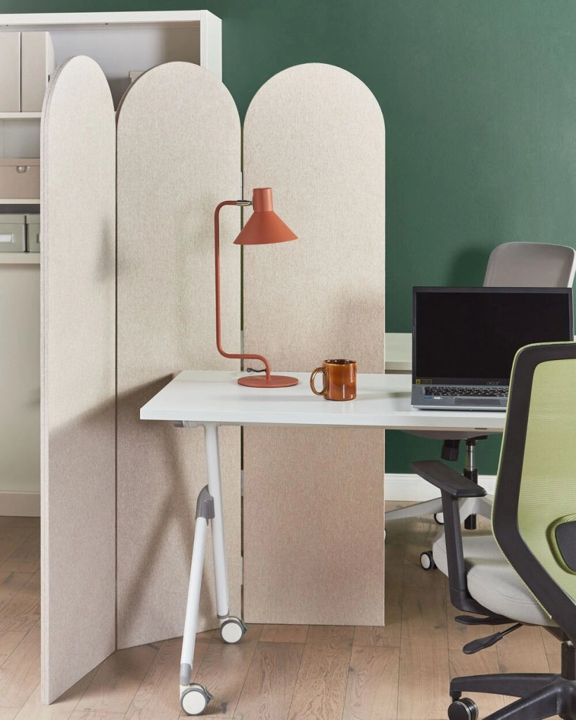 Divisorio pieghevole a 3 pannelli con struttura in acciaio poliestere beige ufficio domestico stile moderno