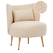 Poltrona da salotto con schienale curvo  boucle beige stile glam elegante soggiorno