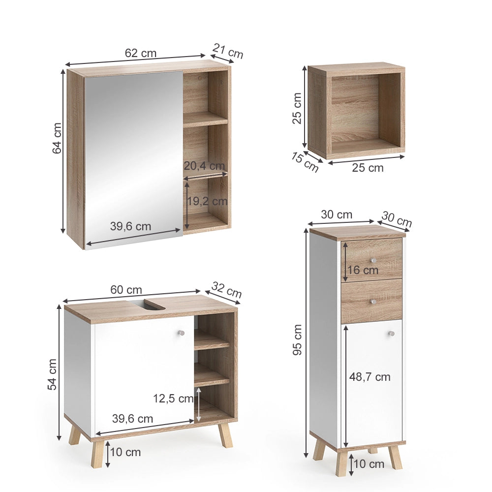 Vicco Set mobili bagno Bianco 4 parti