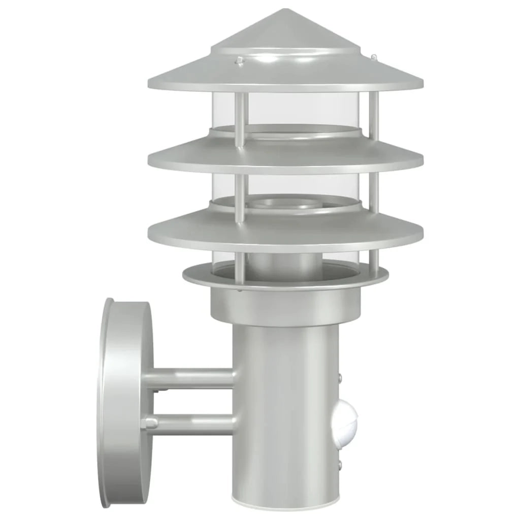 Applique da esterno con sensore di movimento 15,5 x 15,5 x 28 cm resistente alle intemperie moderna acciaio inox argento 02_0056549