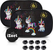 Zonnescherm per due pezzi, fissaggio statico, per vetro laterale auto 80 gsm, ombrello universale per vetro posteriore auto con 8 morsetti, tasca per animali e tasca di stivaggio - protezione contro la cecità causata dalla luce del sole e dai raggi UV