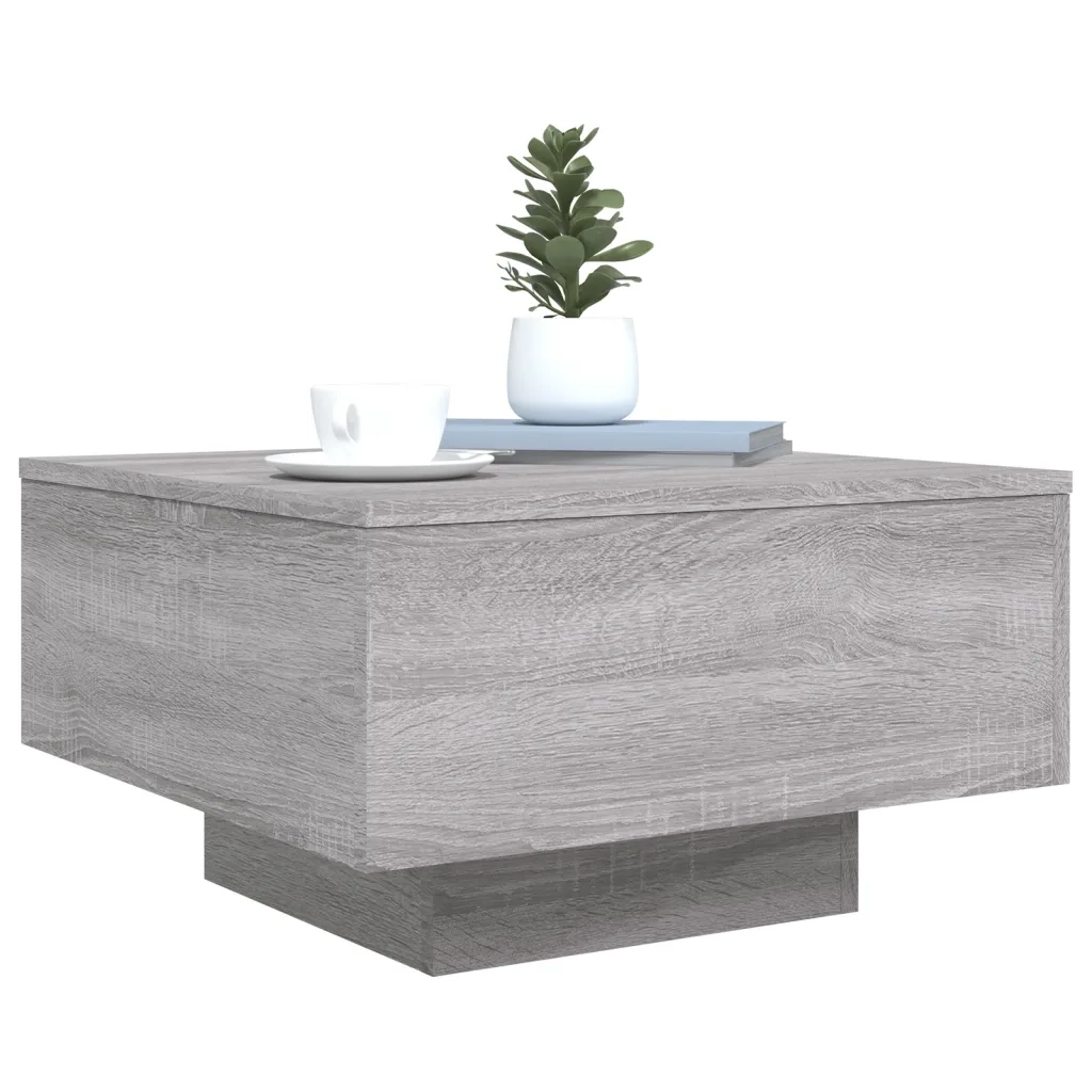 Tavolino da salotto | Tavolino da caff¨¨ | Tavolino da Soggiorno con Luci LED Grigio Sonoma 55x55x31 cm