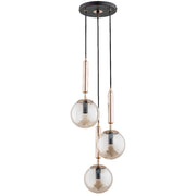 Lampada a sospensione VOLDA nera oro 3xE14 vetro ambra