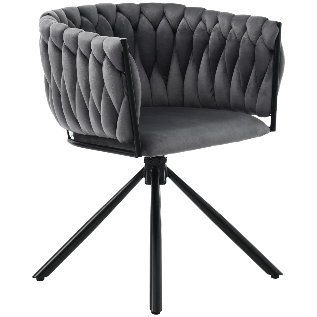 Poltrona Girevole in Velluto ¨C MINIMAL ¨C Grigio, Gambe in Metallo