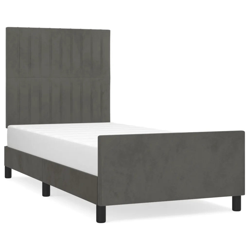 Giroletto con Testiera Grigio Scuro 90x200 cm in Velluto cod mxl 58983