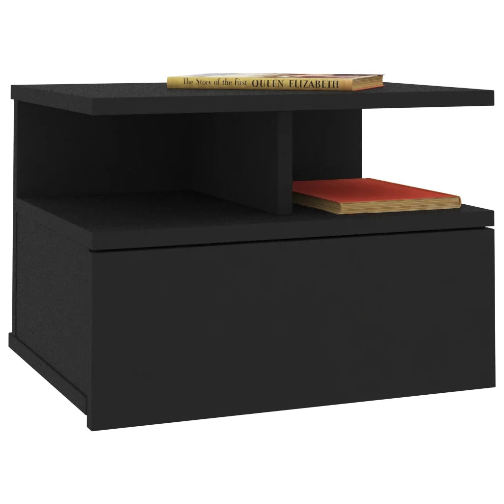 Comodino Pensile Nero 40x31x27 cm in Truciolato cod mxl 31058