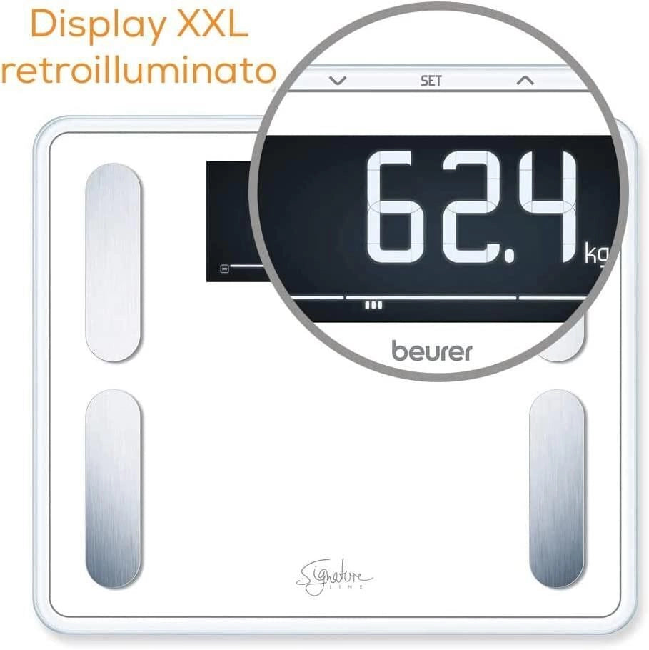 Beurer BF 410 Signature Line White Bilancia Diagnostica XXL con Portata fino a 200 kg, 35 x 30 cm, Bianco
