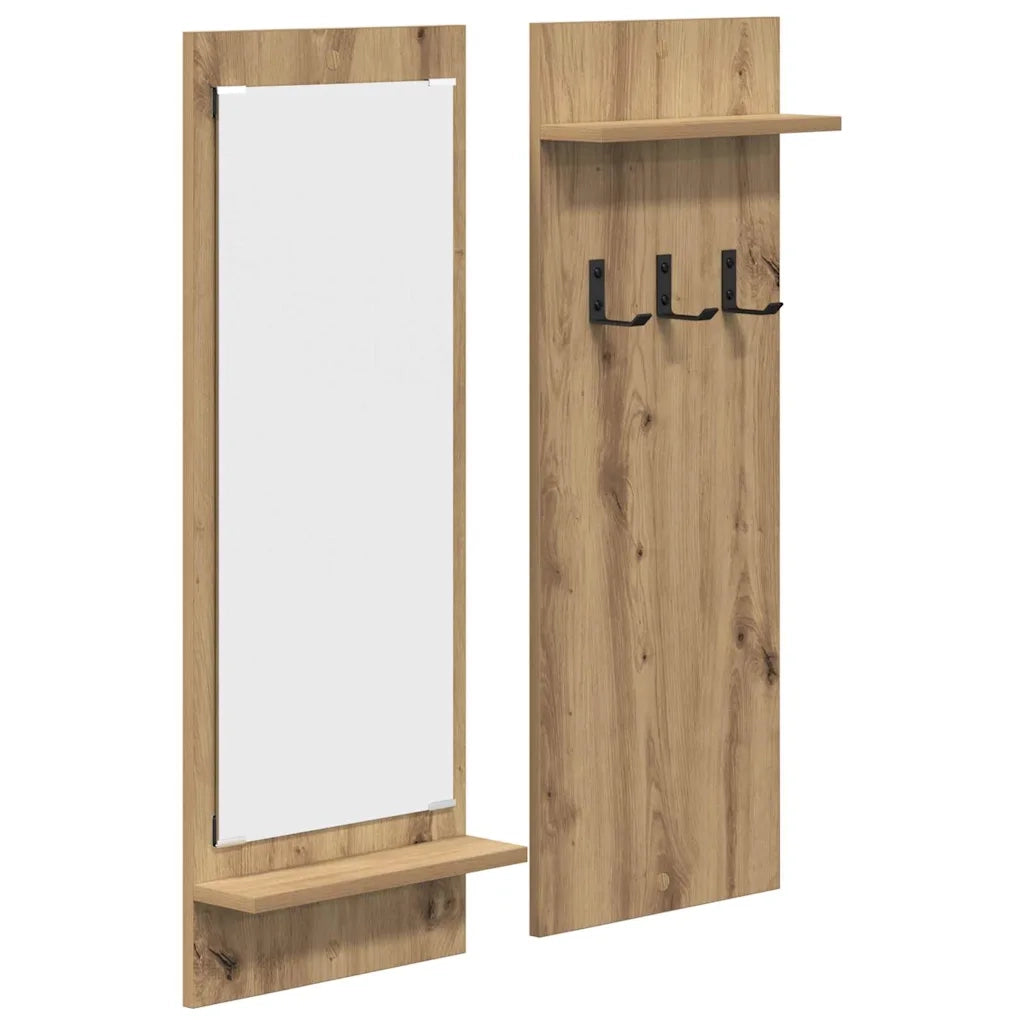 vidaXL Appendiabiti a muro rovere artigianale 70 x 10 x 90 cm