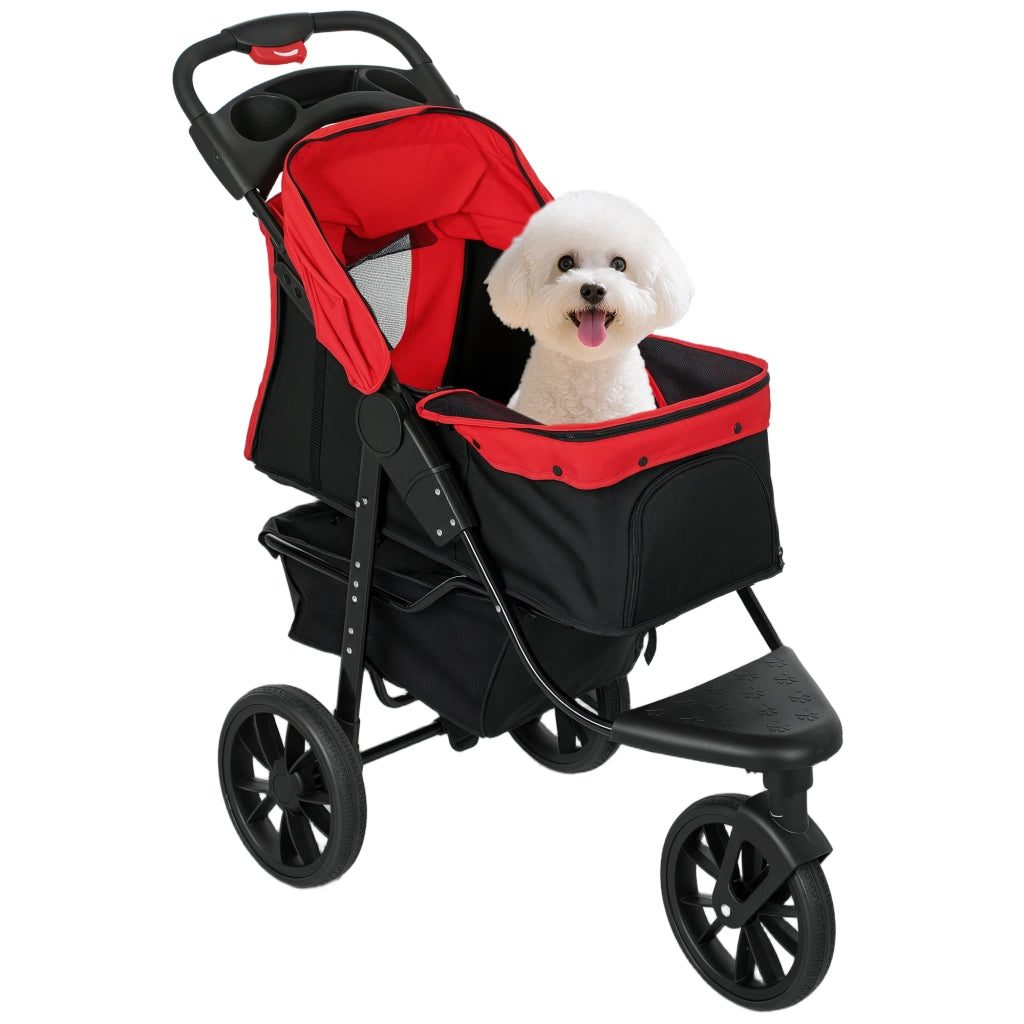 Carrello per Cani con Ruote ¨C zephmum ¨C Rosso 109.5x57.5x106.5 cm