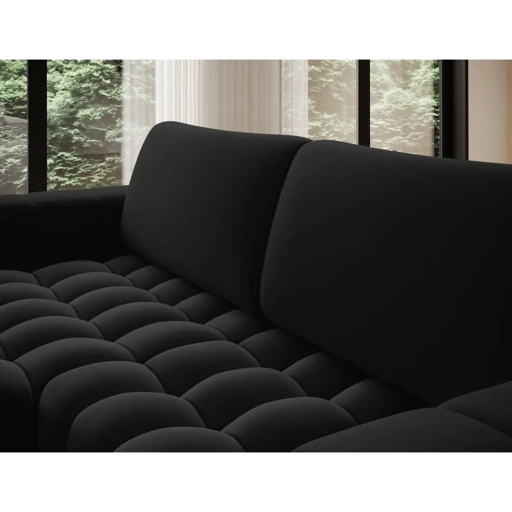 Divano angolare convertibile DORY nero 250 cm con contenitore angolo sinistro