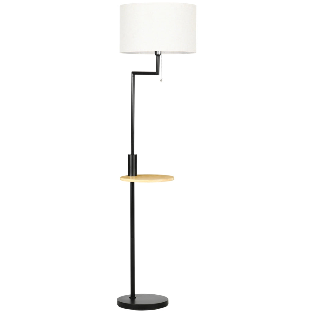 Lampada da terra con tavolino, porta USB e struttura in acciaio, bianco, Ø40 x 168 cm