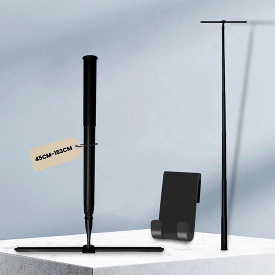 Douchewisserset con supporto, 35 cm lisciatore senza perforazione, douchewissere regolabile da 45-153 cm, lisciatore per doccia e finestre per bagno, pavimenti, specchi e finestre (nero)