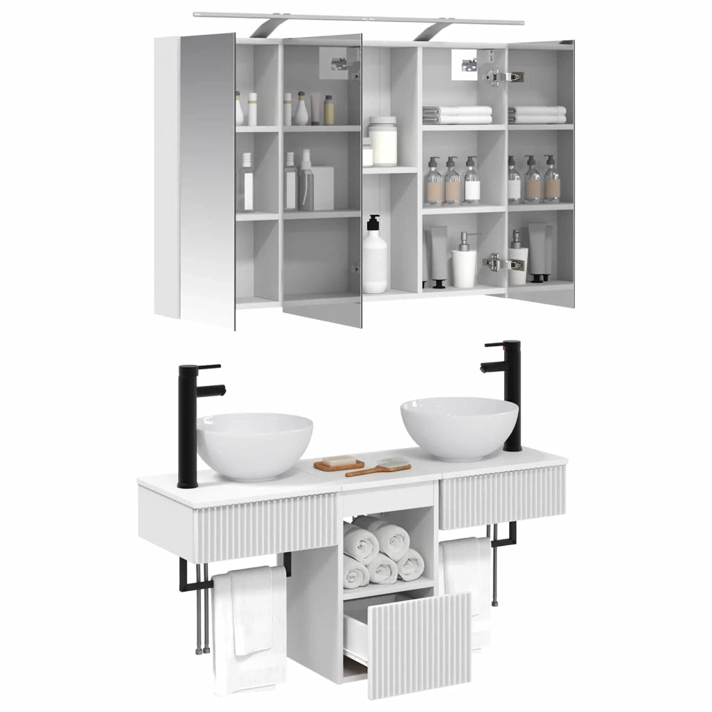 Set di Armadi da Bagno 4 pcs Bianco 100 x 14,5 x 70 cm 3406255