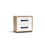 Comodino 2 cassetti rovere bianco Mosso MO1
