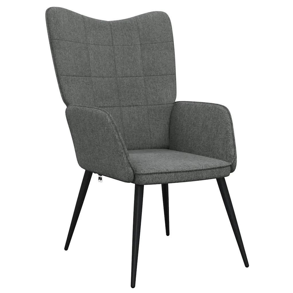 Poltrona | Sedia Relax con Sgabello Grigio Scuro in Tessuto