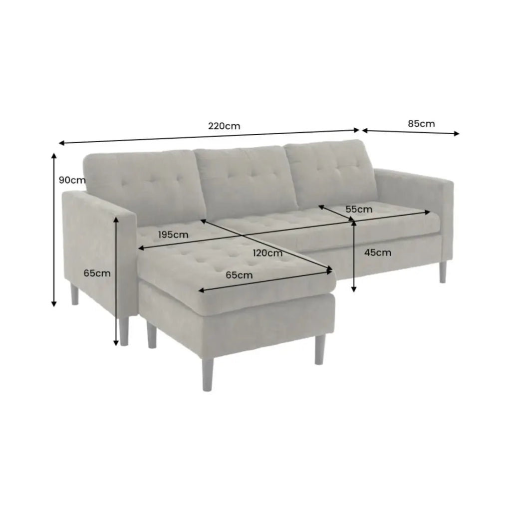 Divano ad angolo CITY marrone reversibile – Divano contemporaneo in velluto a coste