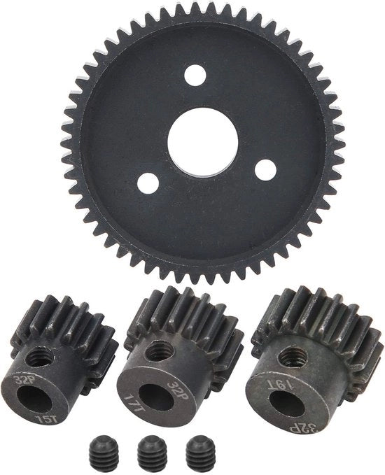 Set di ruote metalliche per motore RC - Ruota principale 54T - 15T/17T Ruote - Ricambi per motore RC - Adatto per Traxxas Slash 1/10 - Alta affidabilità - Realizzato in acciaio