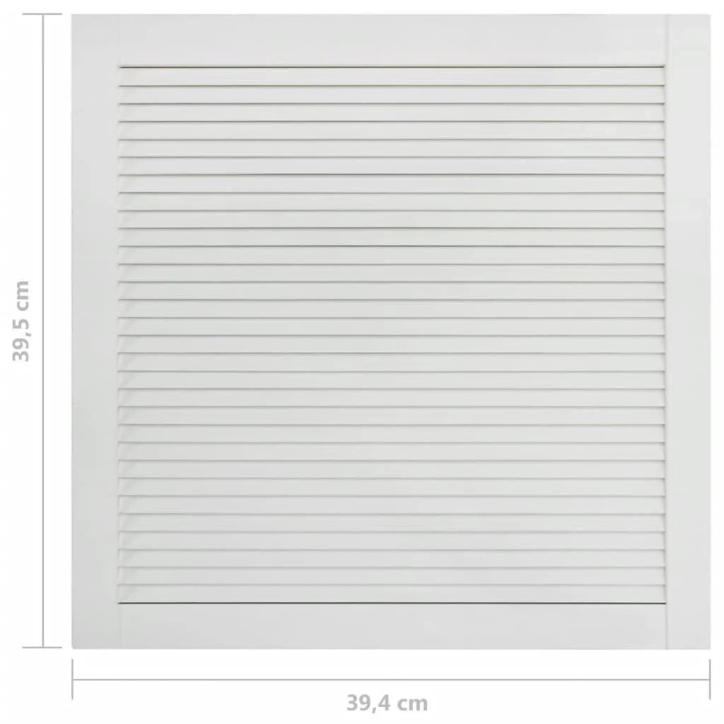 Porta a persiana in legno massello di pino anta per mobile anta per mensola rivestimento per armadio guardaroba paravento 39,5x39,4 cm bianco 02_0003878
