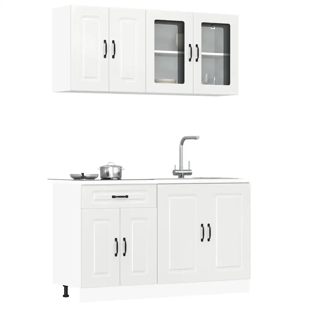 Set Mobili da Cucina 4 pz Kalmar Bianchi Lucido in Truciolato 3314853