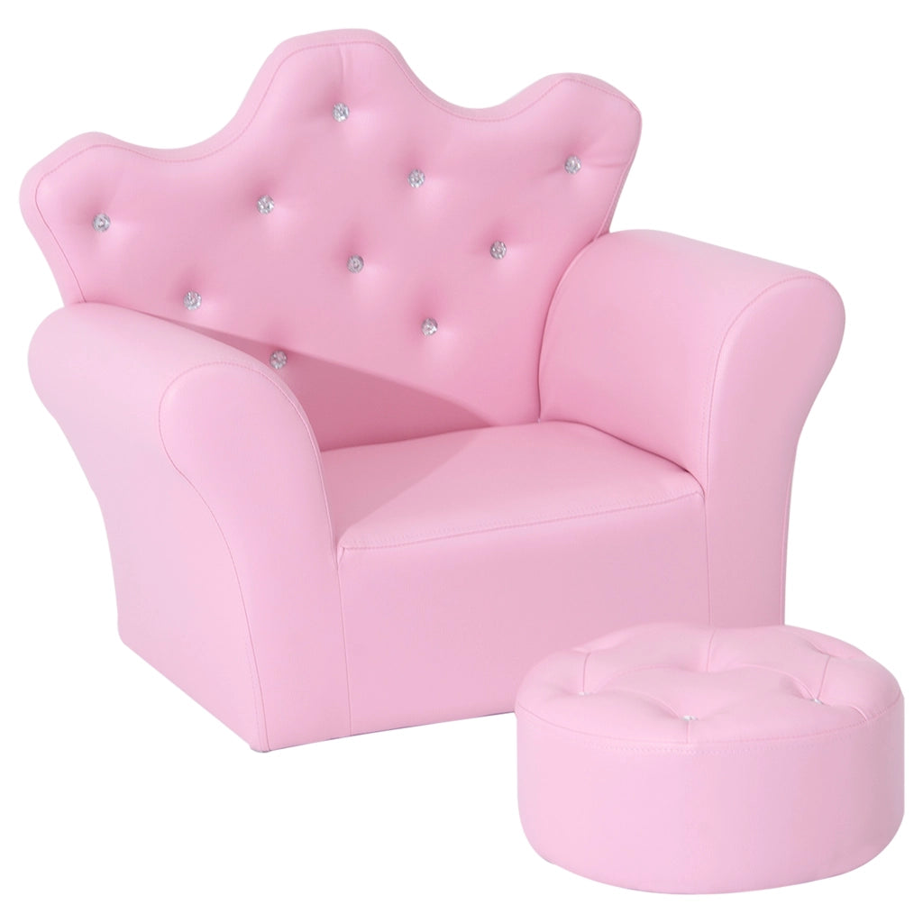 Poltrona bambini con schienale alto e poggiapiedi ¨C zephmum ¨C rosa 58x40,5x49 cm