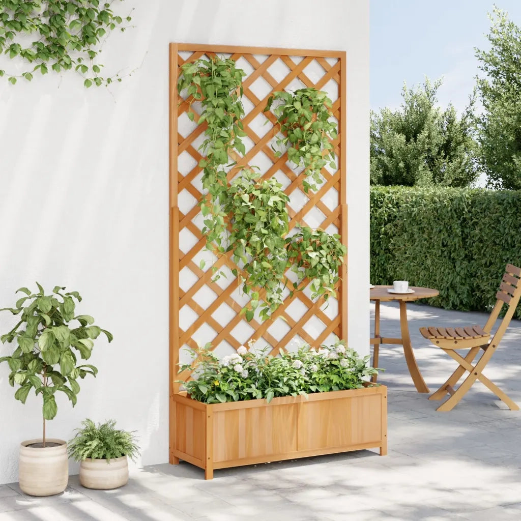 Fioriera con Traliccio Marrone 90x35x180 cm in Massello di Abete 365479