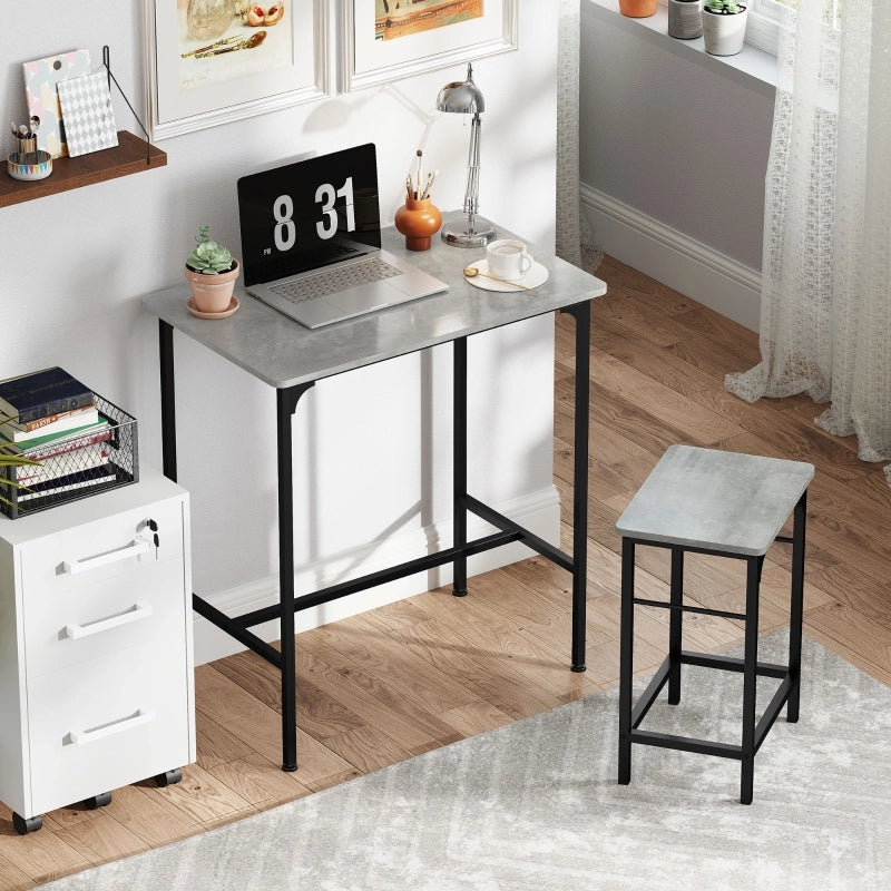 TAVOLO BAR Set da 3 pezzi 80x50x87 cm Grigio Acciaio