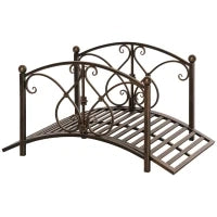 Ponticello da Giardino Vintage con Elementi Floreali, in Metallo, 99x68x53cm, Nero